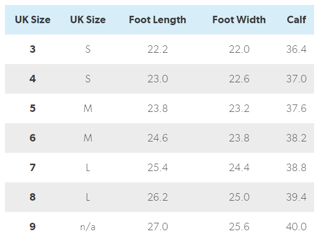 Women s Footwear sizes Help Centre Home